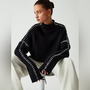 NWT, Commense- Shift The Focus Oversized Mock Neck Sweater, Black